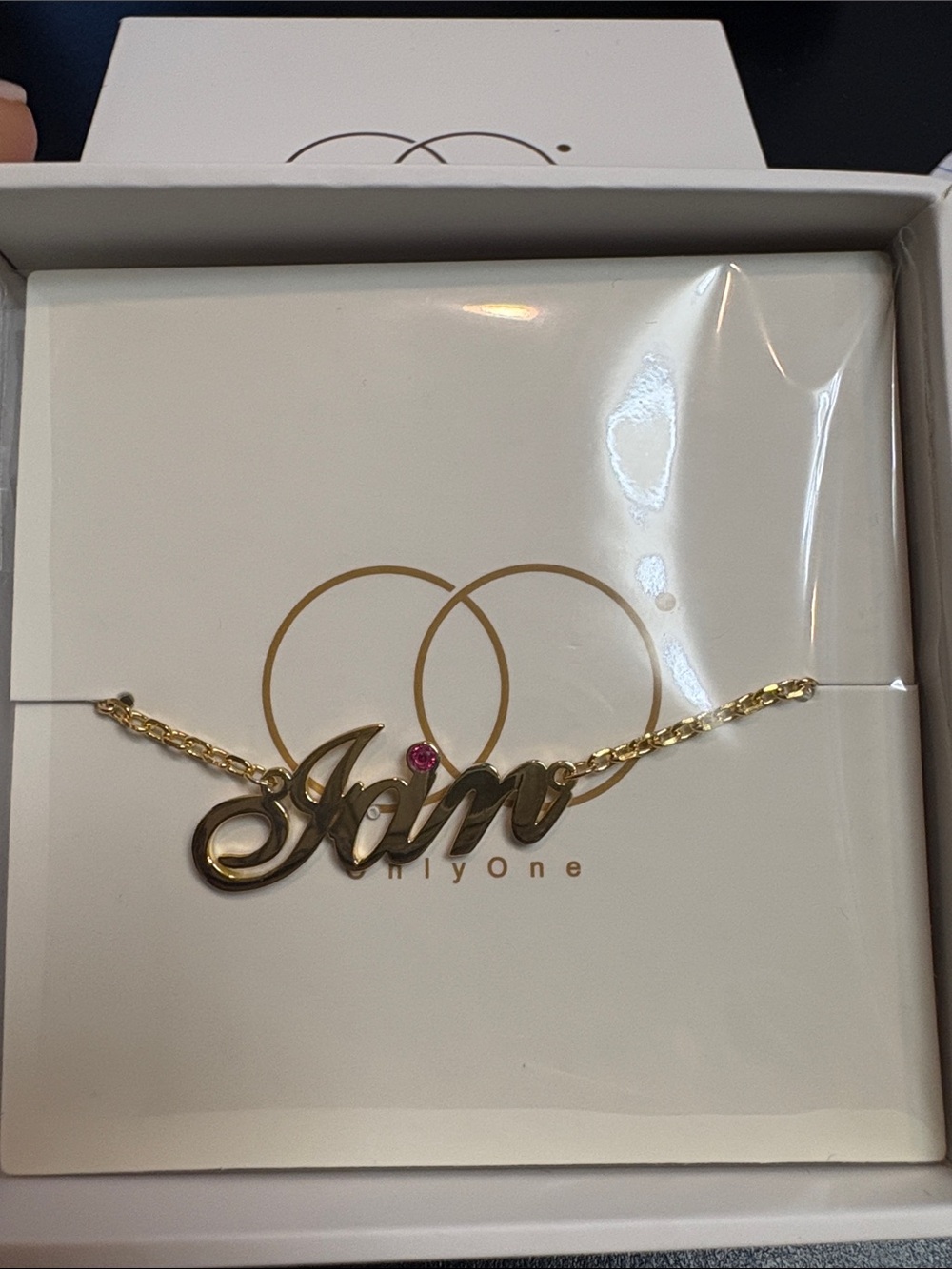 "Ian" Gold anklet with Pink stone